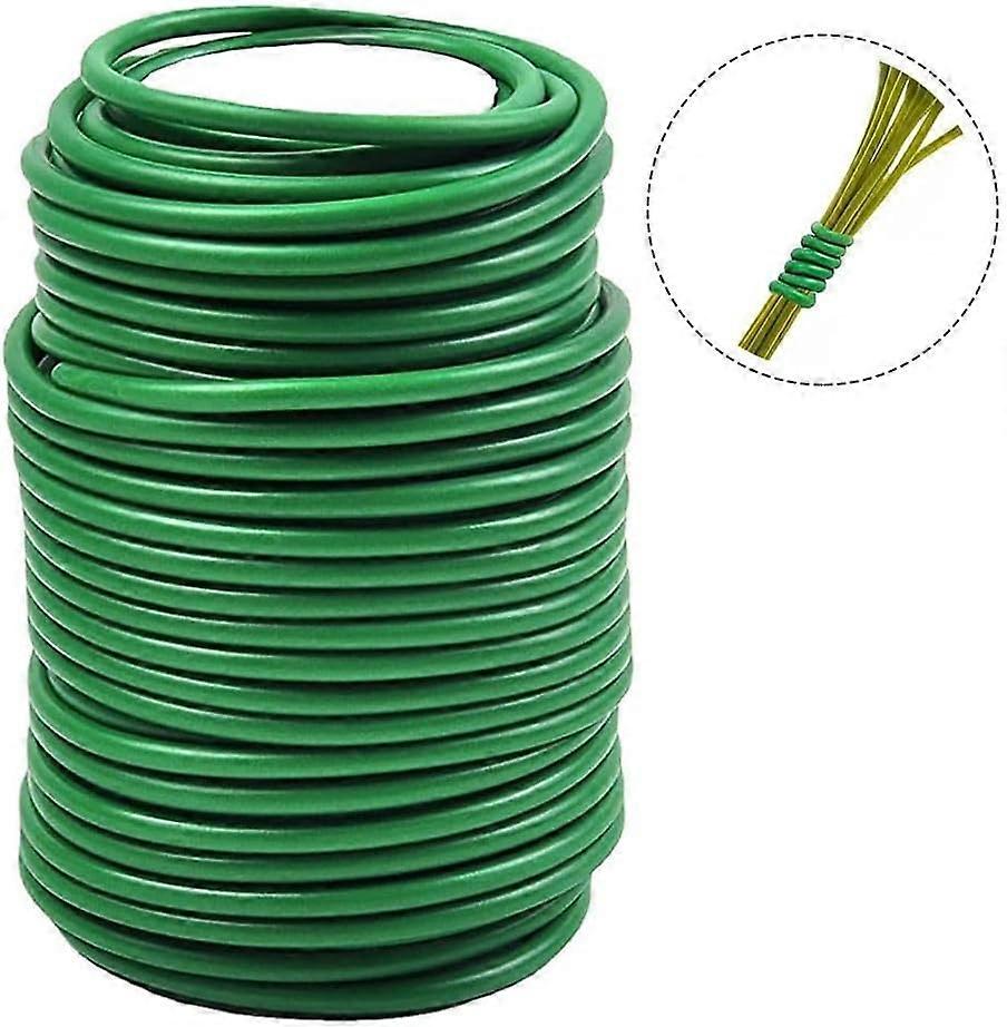 Garden Plant Support Wire, Soft Flexible RubberCoated Ties, 3.5mm x 8m, Green, For Vines Vegetables and Trees