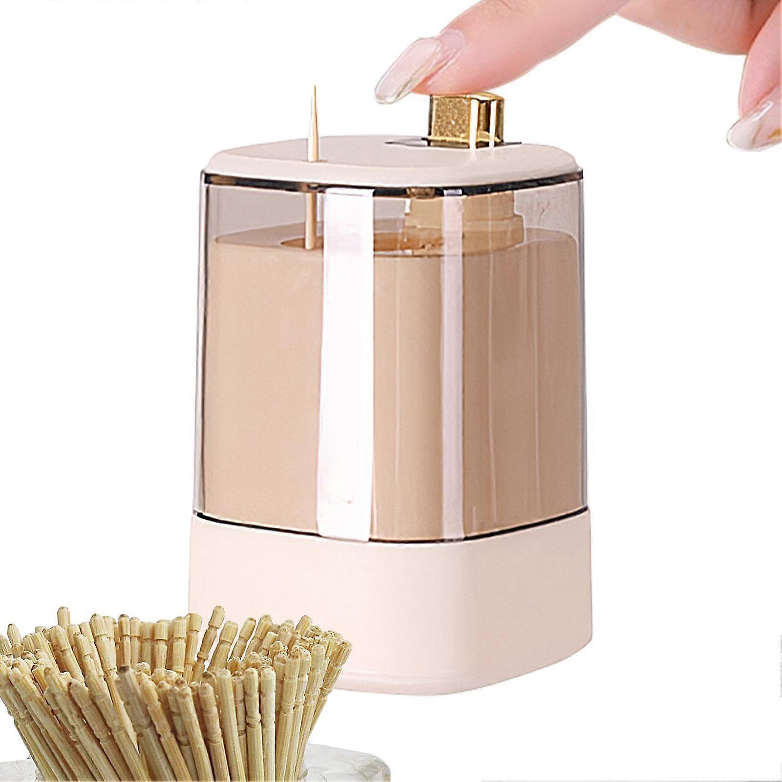 Toothpick Holder Dispenser Auto Toothpick Dispenser Automatic Pop Up Toothpick Dispenser White Plastic Thickened Container