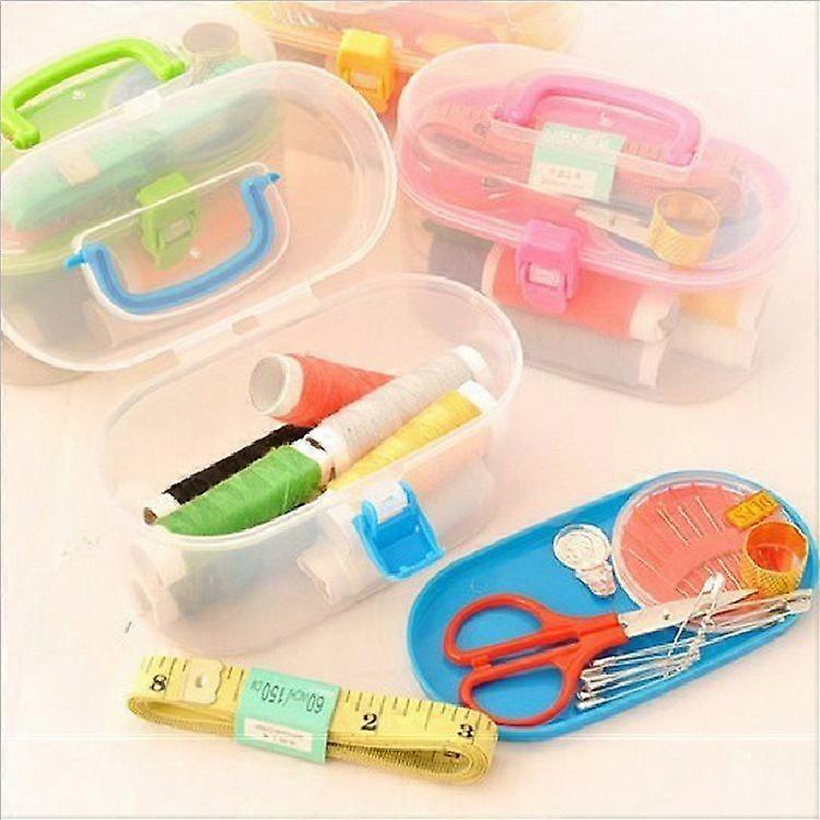 Portable 1 Set Sewing Tool Pack Kit Thread Threader Tape Measure Thimble with Storage Box Sewing Tool Accessory
