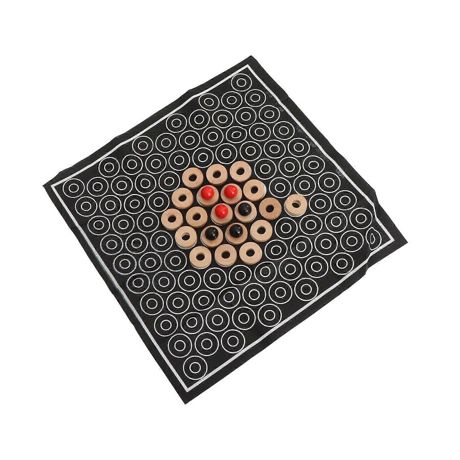 Intelligence Chessboard Two-Person Game Family Gatherings Outdoor Activities Wood Black for Logical Thinking Exercise 1Set