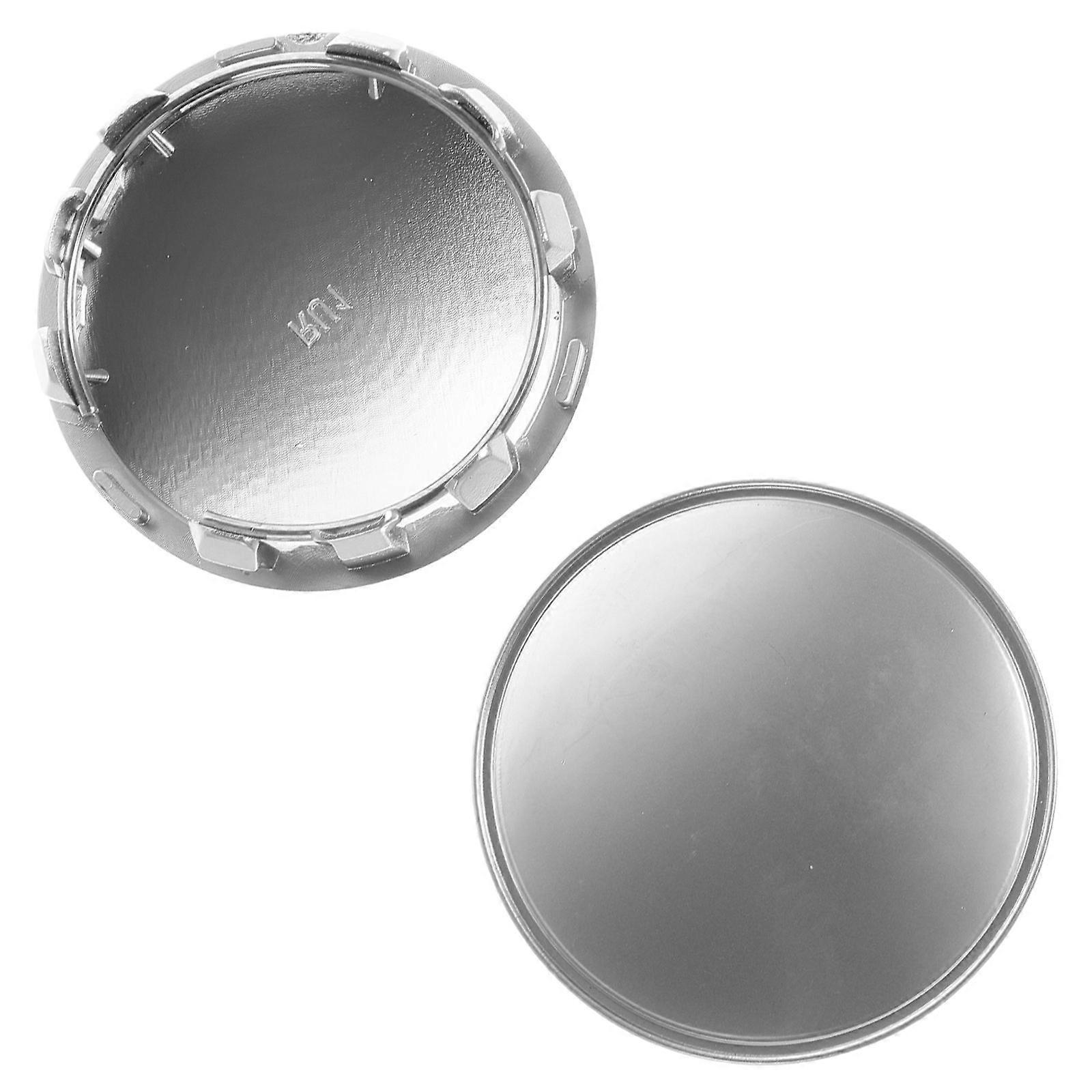 Rim Center Caps for Car Use Replacement 2Pcs Silver ABS Wheel Caps