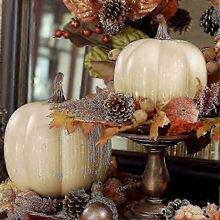Twinkle LED Light Pumpkins, Timer Lighted Sparkling Starry Night Glass Pumpkins,Magical Fall Halloween Lamps for Outdoor Decoration,Starry Night Glass