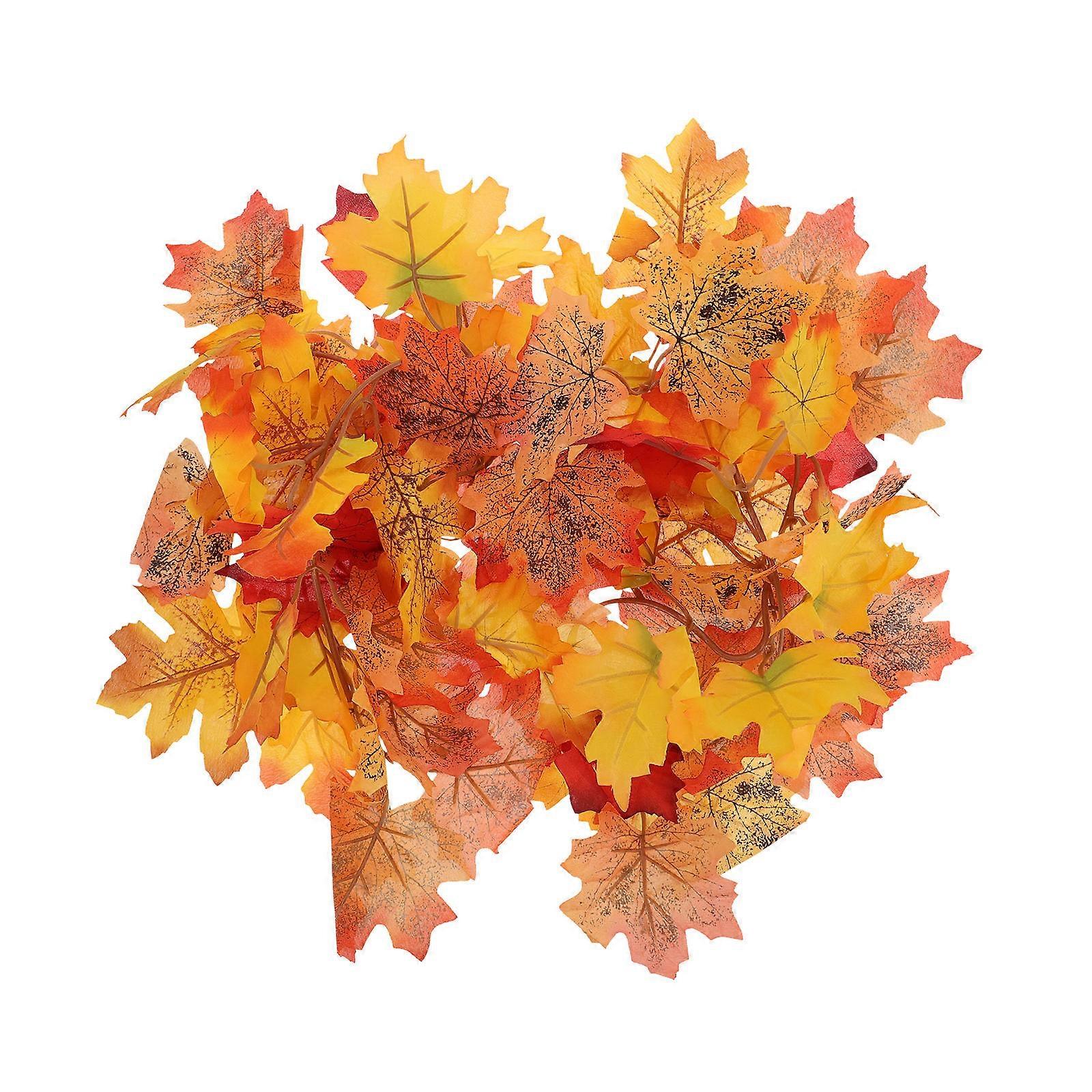 Orange Simulation Maple Leaf Decoration for Decoration 1Pcs Halloween Vine