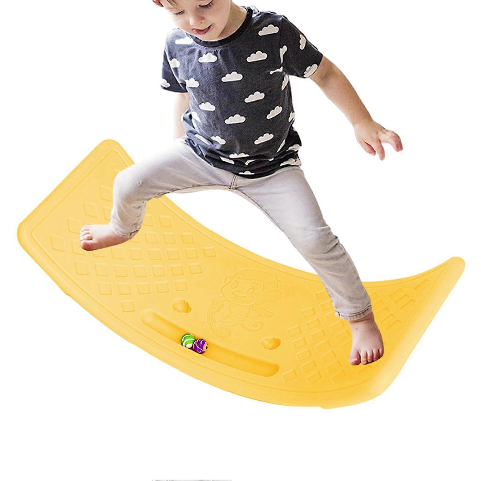 Wobble Balance Board Curved Swing Learning Board For Training Indoor Use For Kids Yellow Holds Up To 25 Kg