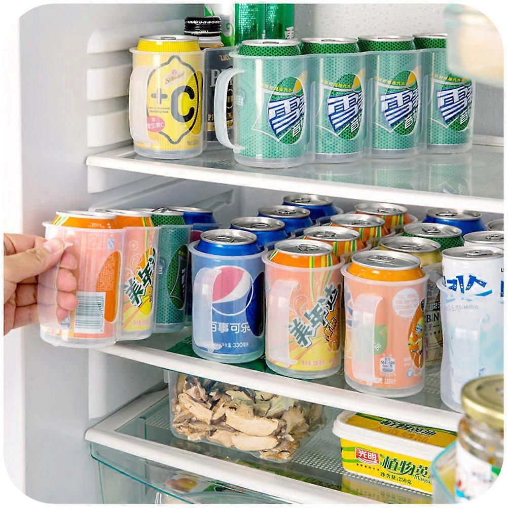 Plastic Storage Box Hand Pull Type Refrigerator Organizer for Beverage Can 4 Section