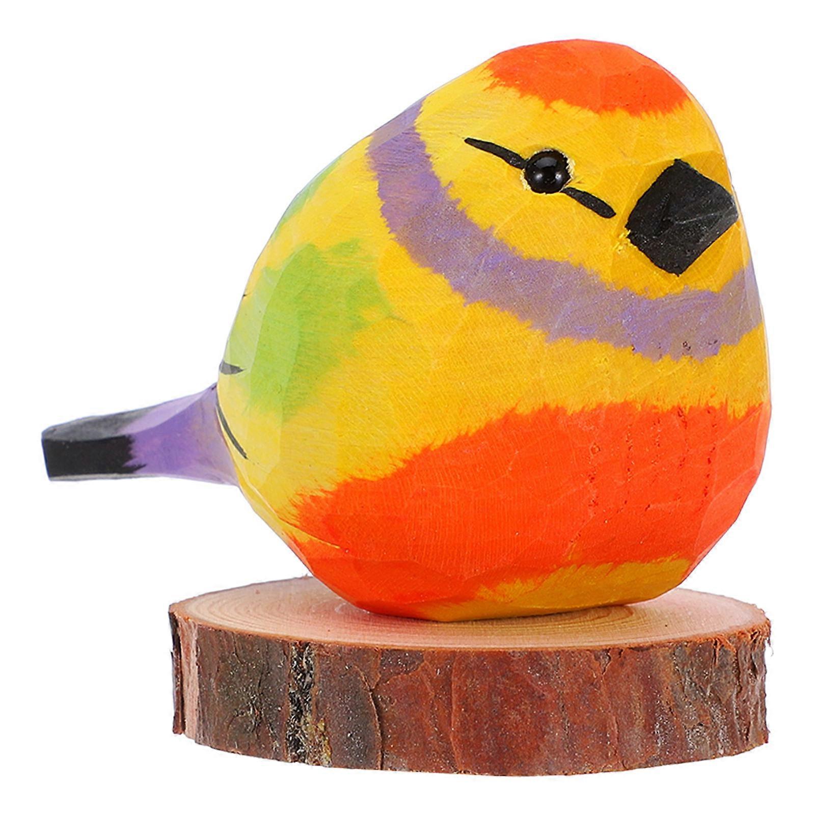 Decorative Wooden Bird Statue for Decoration 2Pcs Carved Nordic Bird Models