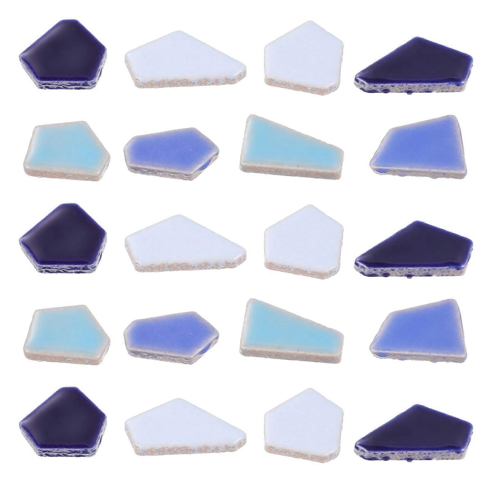 Assorted Ceramic Tiles for Crafting 10Pcs Irregular Pieces in Blue Tone