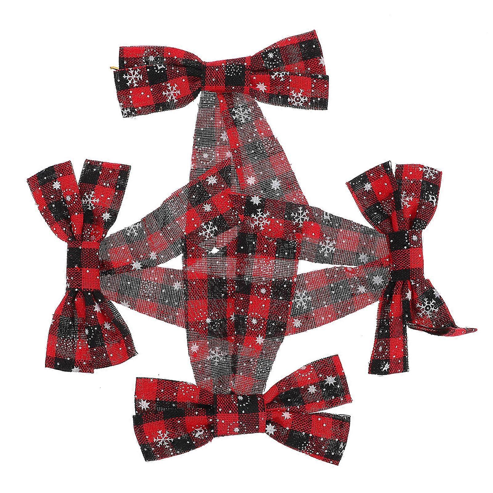Christmas Bows Decorative Bows with Twist-Ties 4Pcs for DIY Present Decor