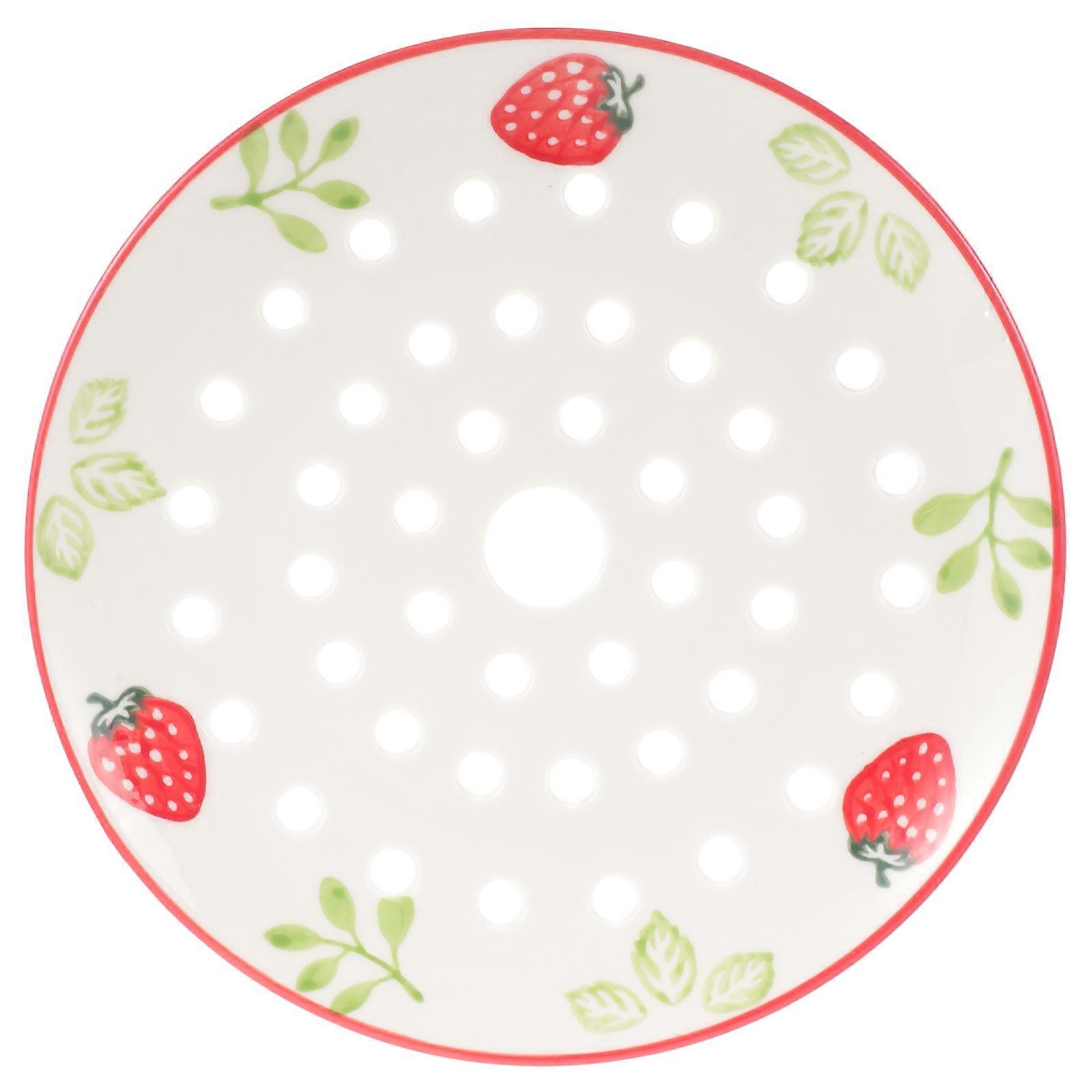Dumpling Plate Ceramic Steamer Food Steaming Plate 7.07x7.07in Round Perforated Design For Daily Life 1Set