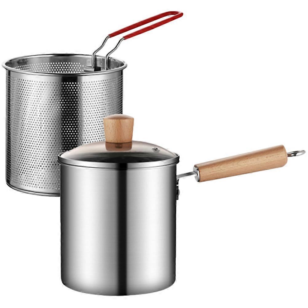 Household Frying Pot 2 Sets Stainless Steel Large-Capacity 3L Suitable For Daily Cooking Ergonomic Design