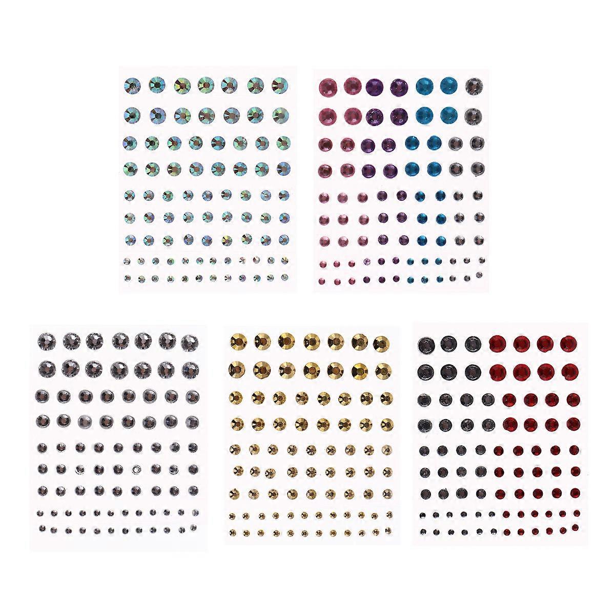 Gems Sticker for Face Decoration 15 Sheets Acrylic DIY Back Glue Rhinestone
