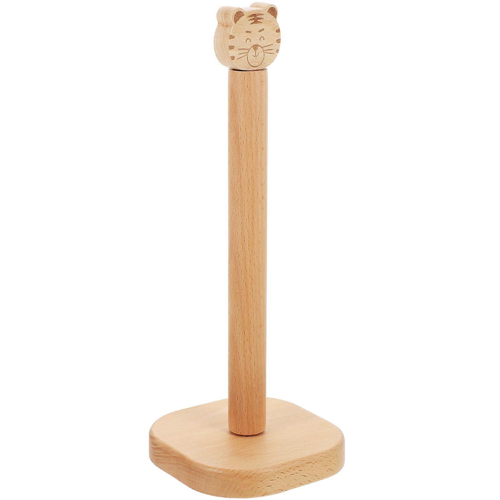 Wooden Paper Towel Stand for Kitchen Use 3Pcs Beige Roll Paper Organizer