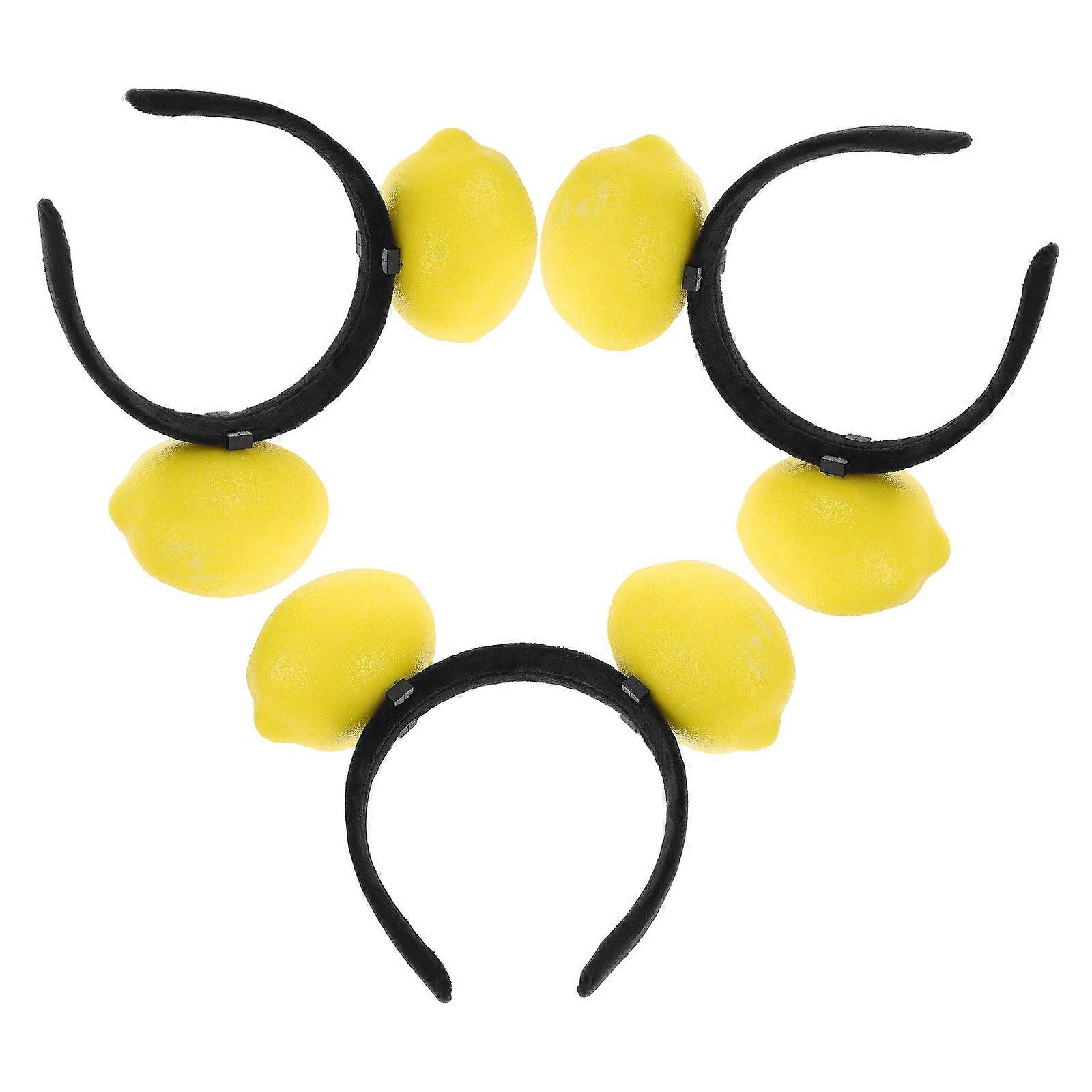 Yellow Plastic Lemon Headband for Party Double-Lemon Toppers 15Pcs