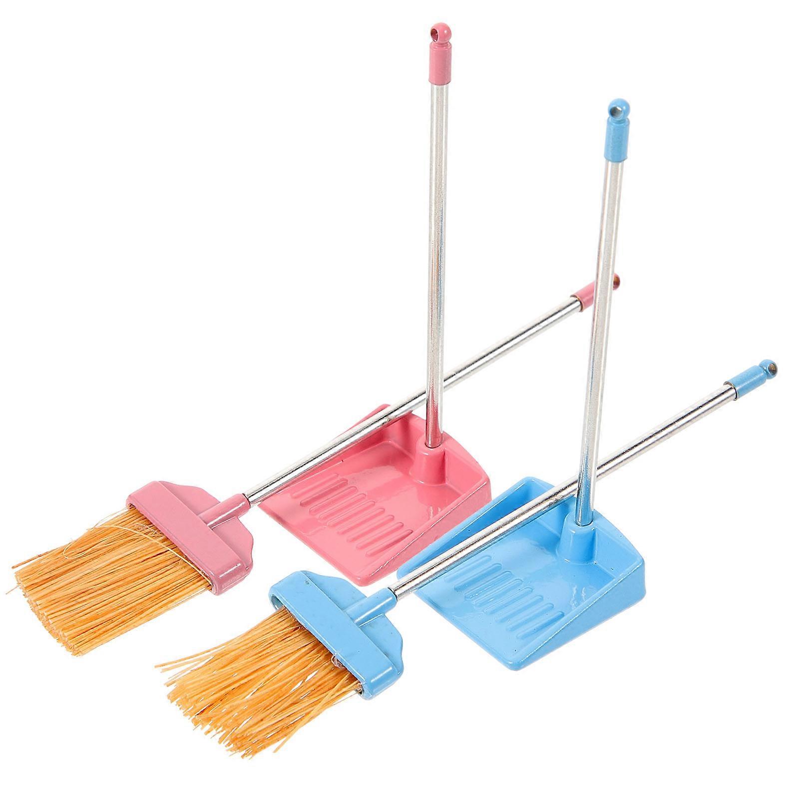 Mini House Broom Dustpan Ornaments For Intellectual Toy And Themed Performance Assorted Color Plastic 4 Sets