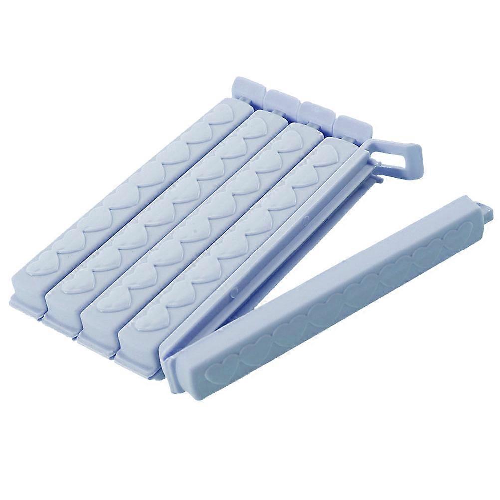 Heart Patterned Food Sealing Clips 5Pcs Blue Color For Food Storage In Kitchen Dormitory Contains Airtight Features