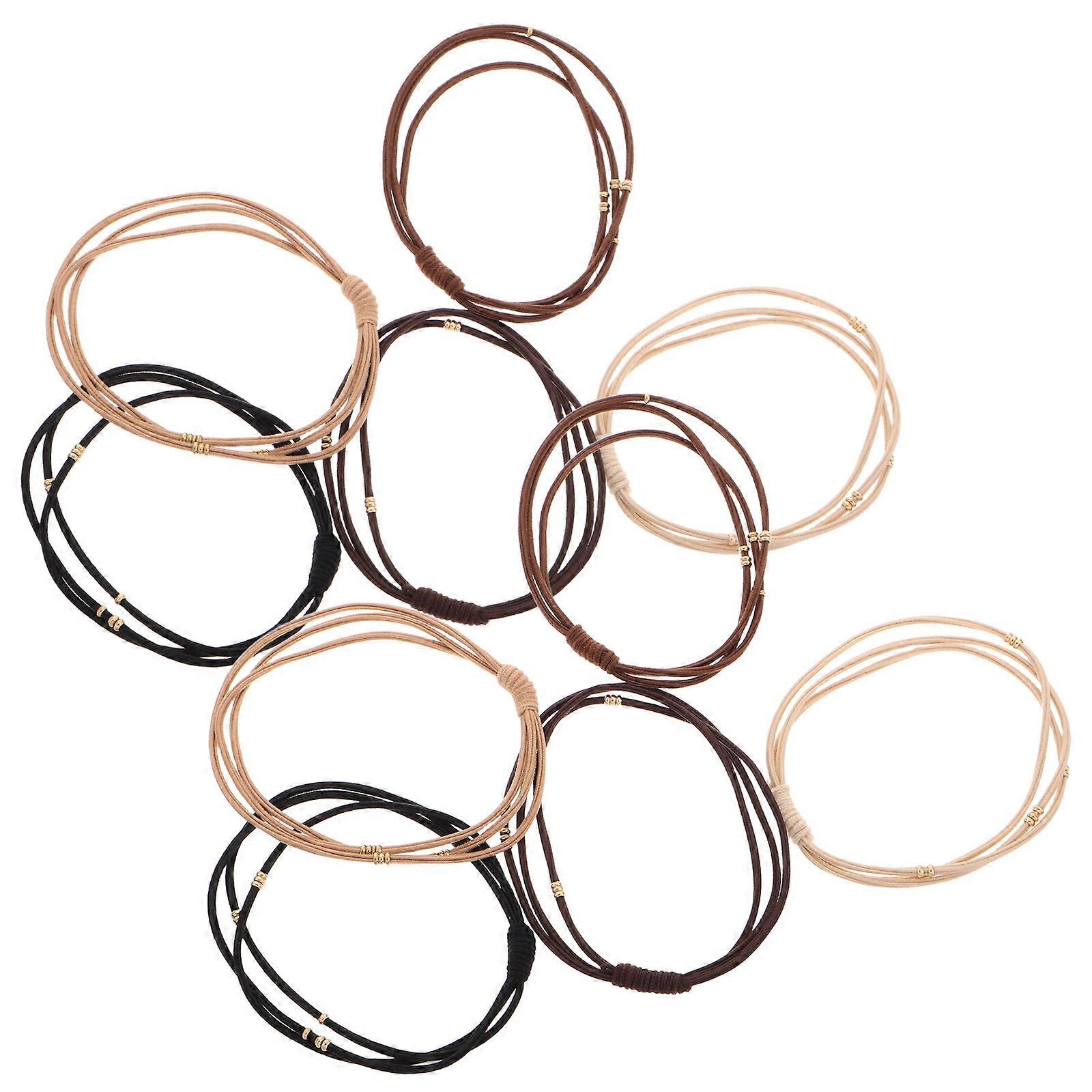 Beaded Hair Ties with High Elasticity Triple Layer Design 20Pcs for Women