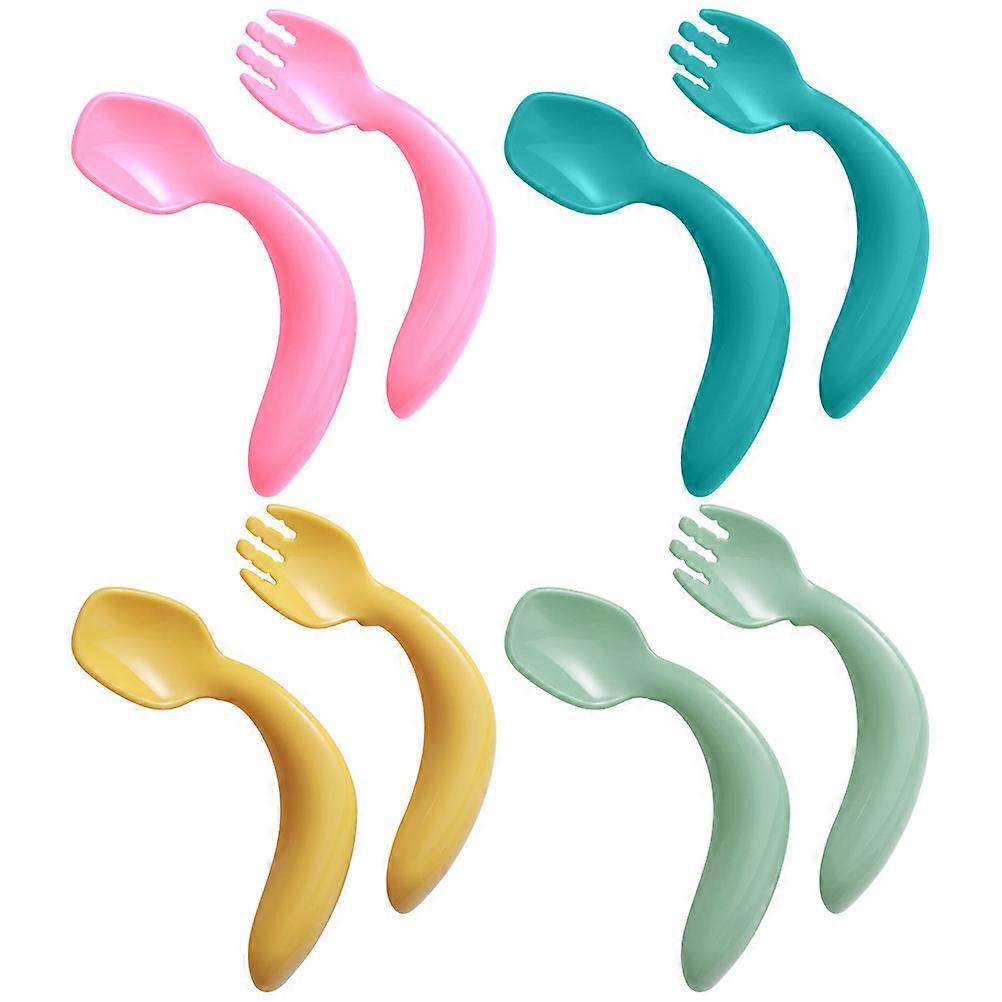 Kids Cutlery Bendable Baby Fork Spoon Set for Eating 2Sets Assorted Color