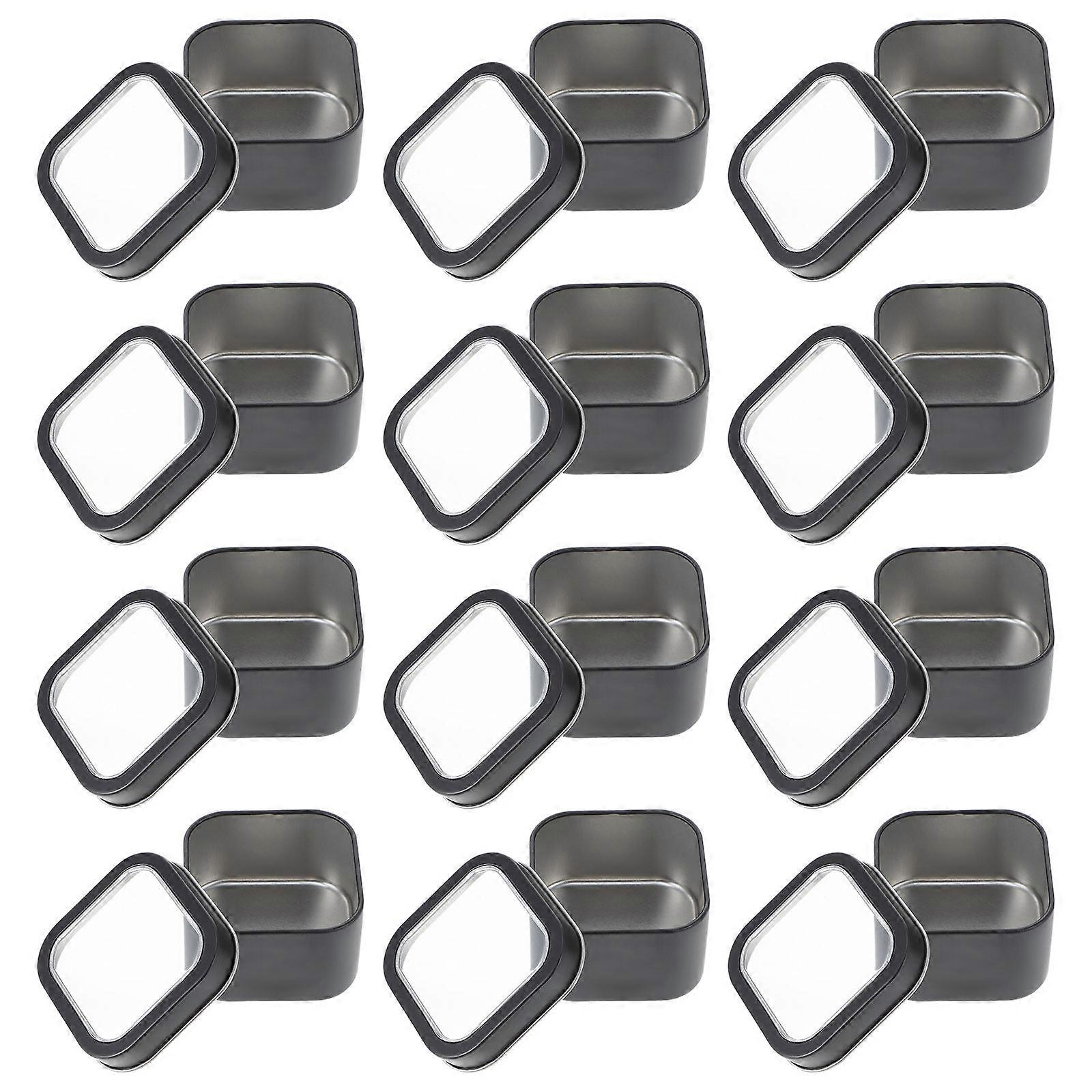45Pcs Square Metal Tins for Candle Making with Clear Window Lids