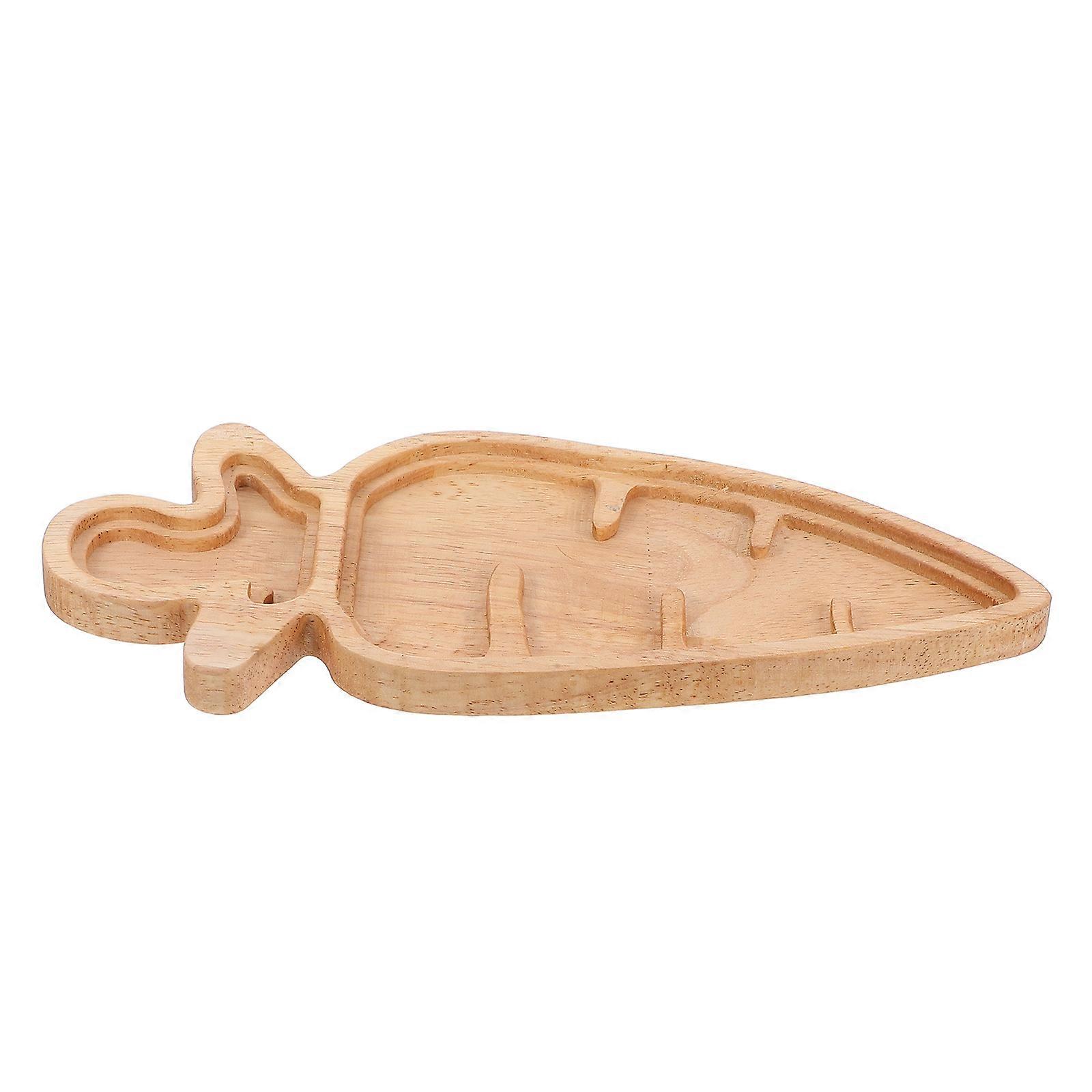 Cute Cartoon Serving Tray Wooden Platter Carrot Shape Home Use Multi Color 1Set