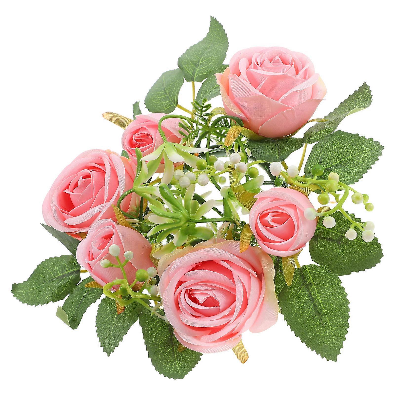 Artificial Flower Wreath Pink for Wedding Reception 2Pcs Table Centerpieces