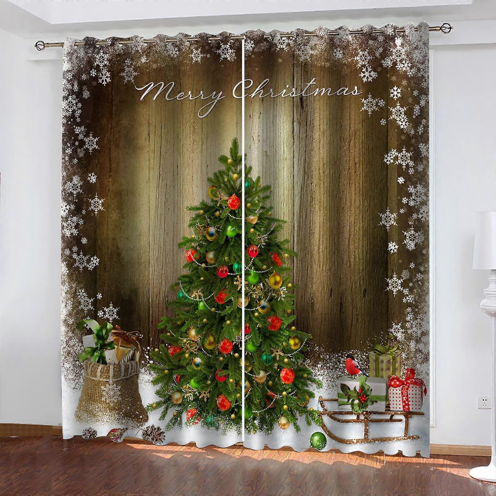 Kids Blackout Curtains Christmas Theme 3D Pattern Eyelet Thermal Insulated Set Of 2 Panels 2X42X63 For Nursery Bedroom