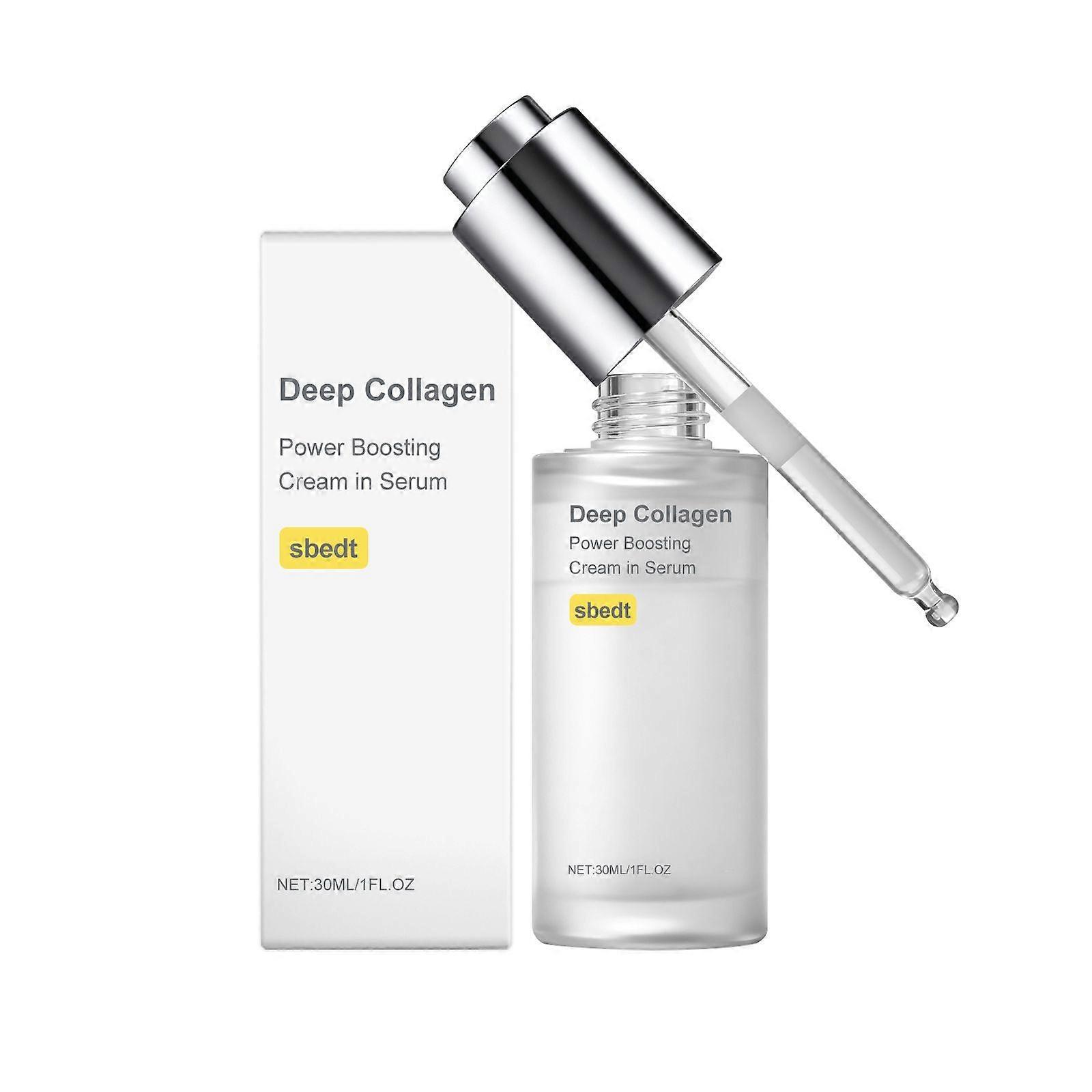 Krem przeciwzmarszczkowy Deep Collagen w serum | Prawdziwy kolagen, zwiększający objętość skóry, skóra szklista, elastyczność dla skóry dojrzałej, serum do twarzy, 30 ml