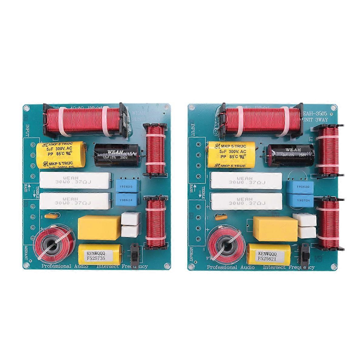 2PCS 3 Way Treble Medium Bass Speaker Frequency Divider Crossover