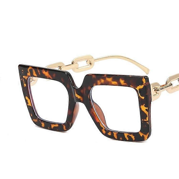 Blue Light Blocking Eyeglasses Leopard Print Square Computer Glasses Oversized Reading +3.50 Diopter AntiEyestrain