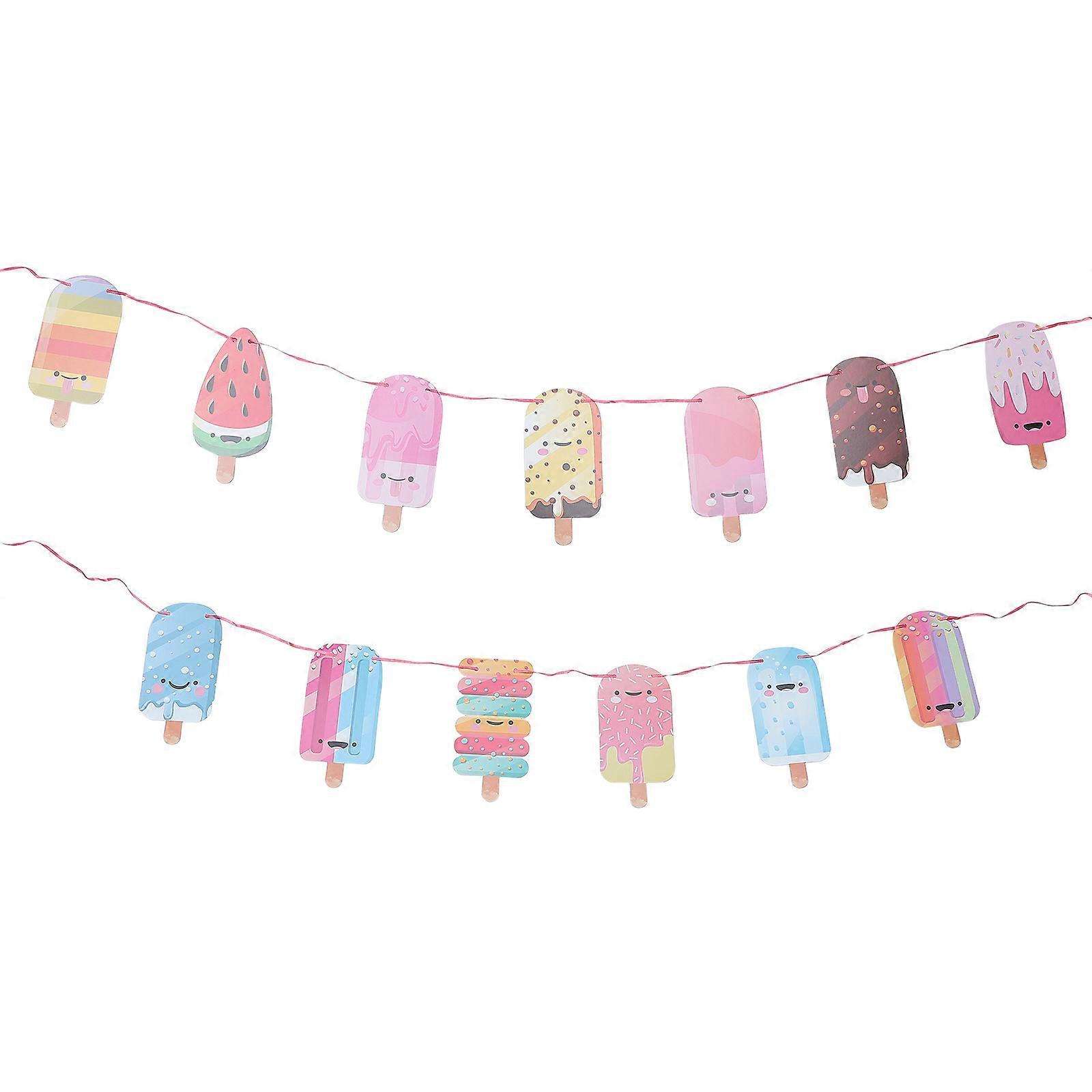 Assorted Color Ice Decorations Banner for Birthday 5Sets
