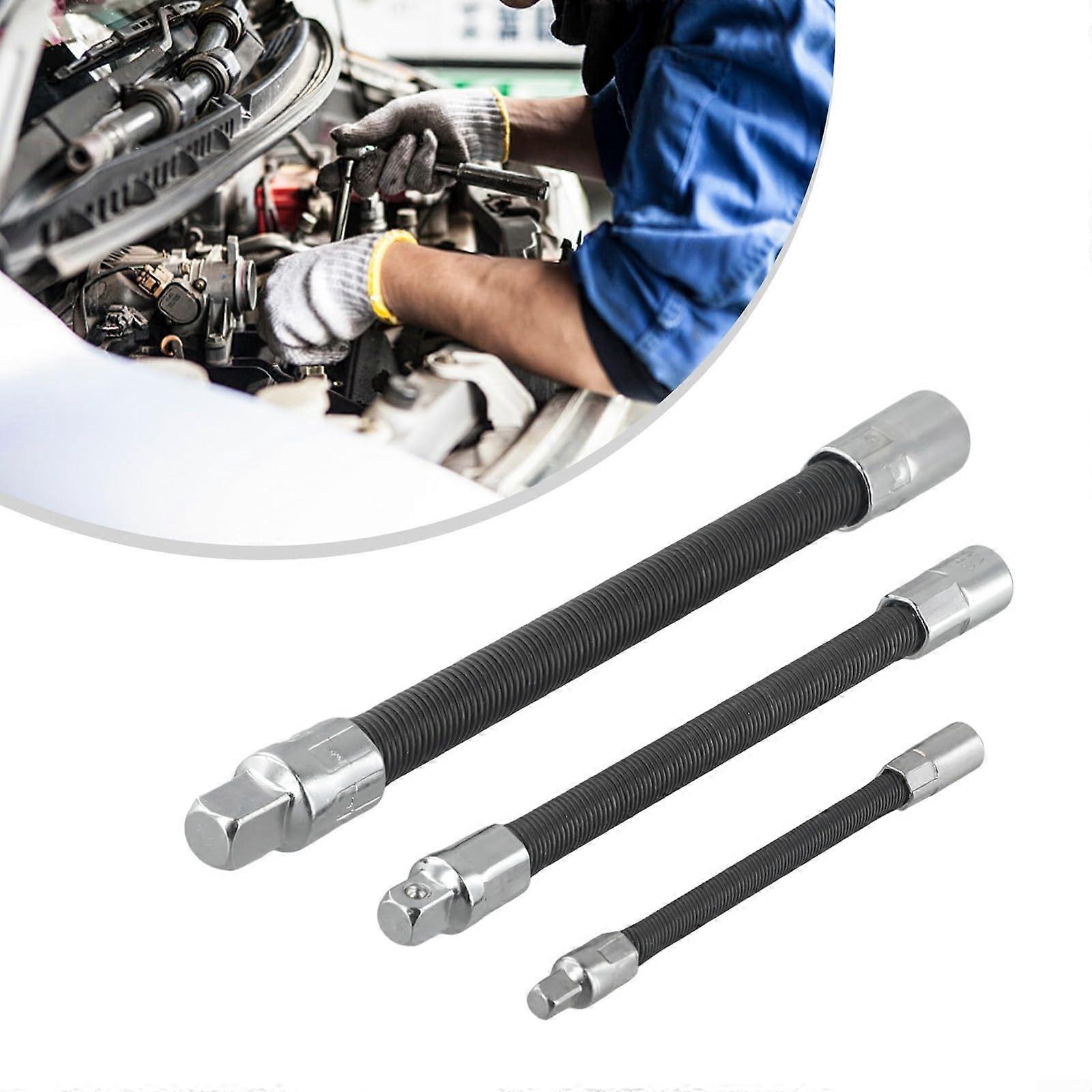 Flexible Long Socket Extension Rod Adapter 1/4 3/8 1/2 Inch Drive Chrome Plated 360 Degree Rotation For Ratchet Wrenches And Electric Drills