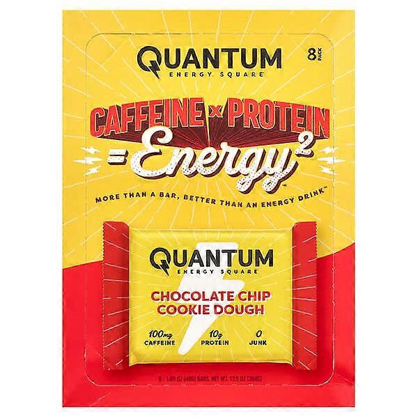 Quantum Energy Square, Chocolate Chip Cookie Dough, 8 Bars, 1.69 oz (48 g) Each