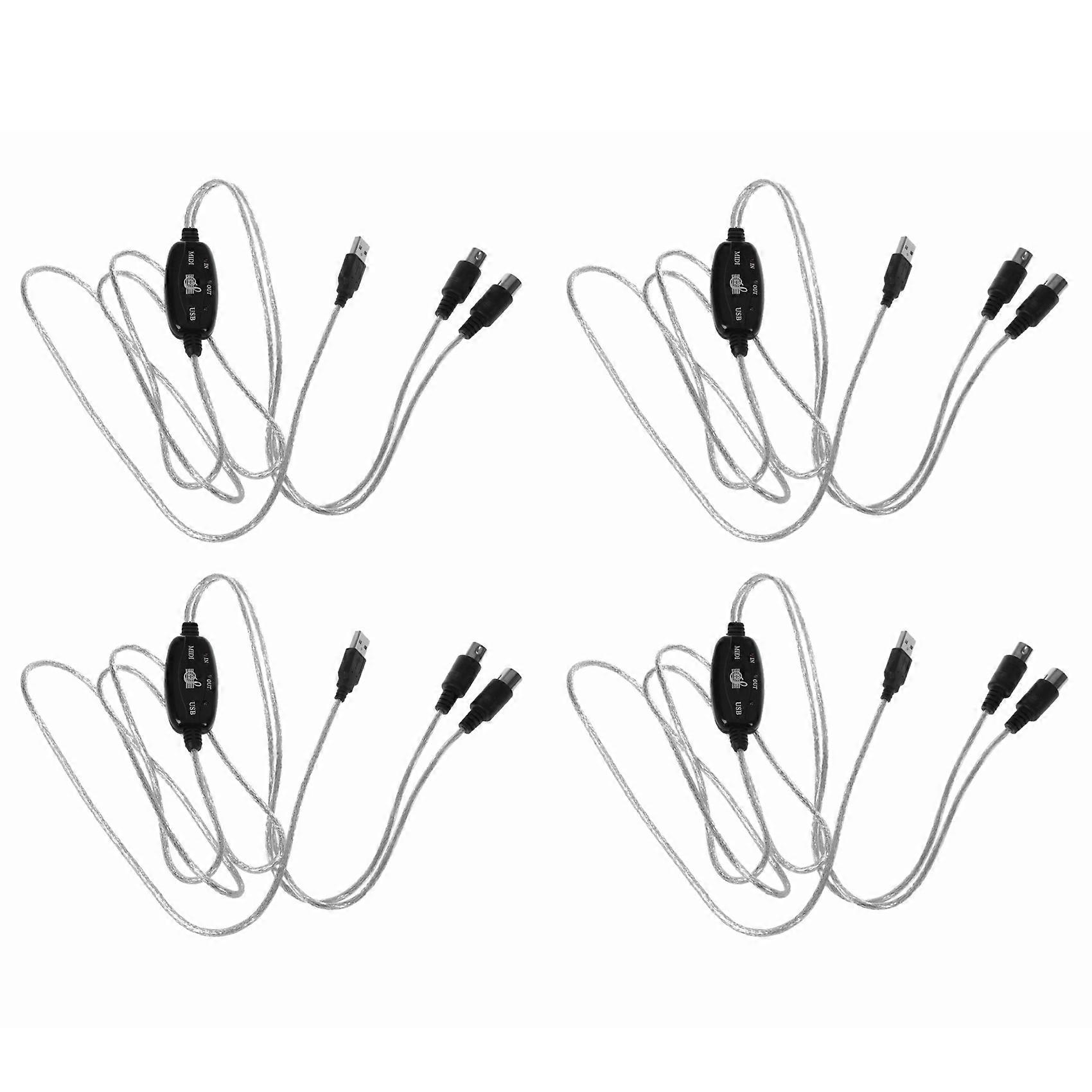 4X USB in-OUT MIDI Cable Converter PC to Music Keyboard Adapter Cord