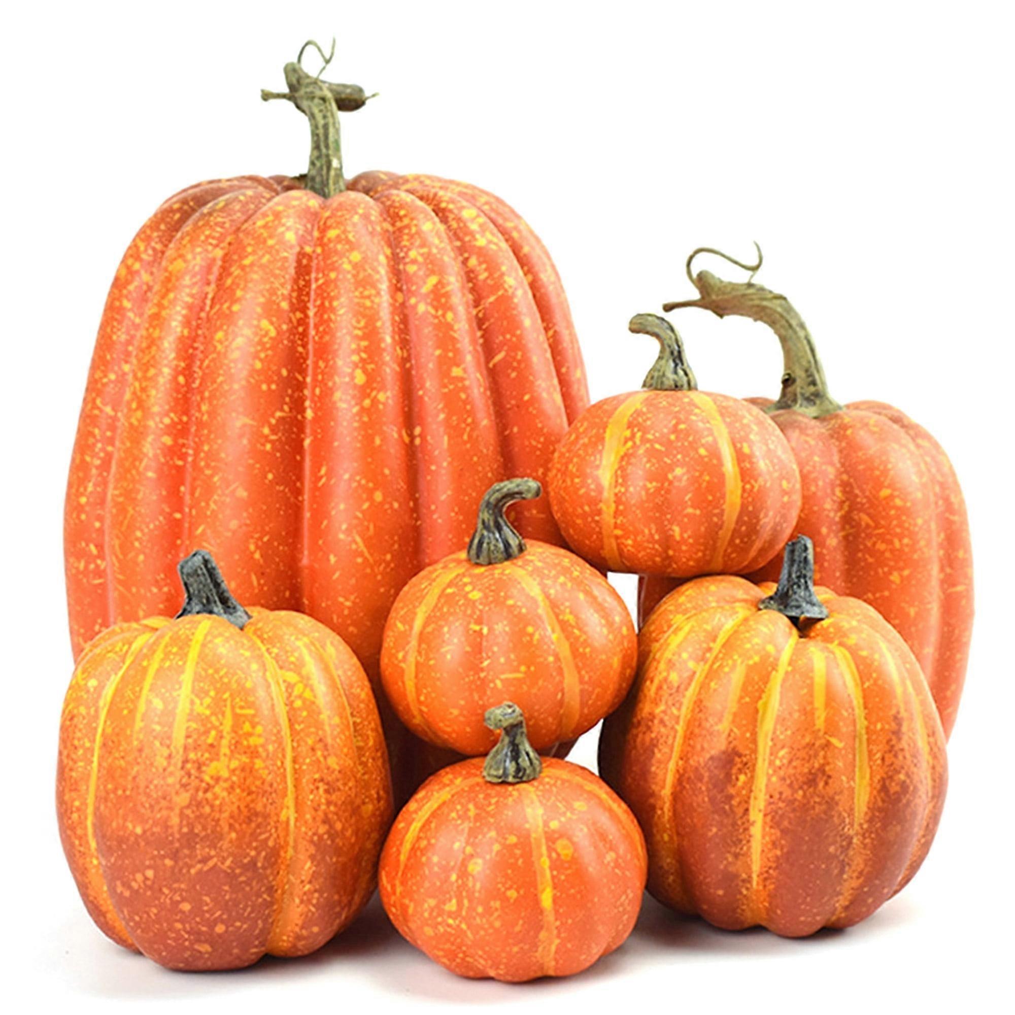 7Pcs Assorted Sizes Pumpkin Model Artificial Craft Fall Harvest Thanksgiving Decoration