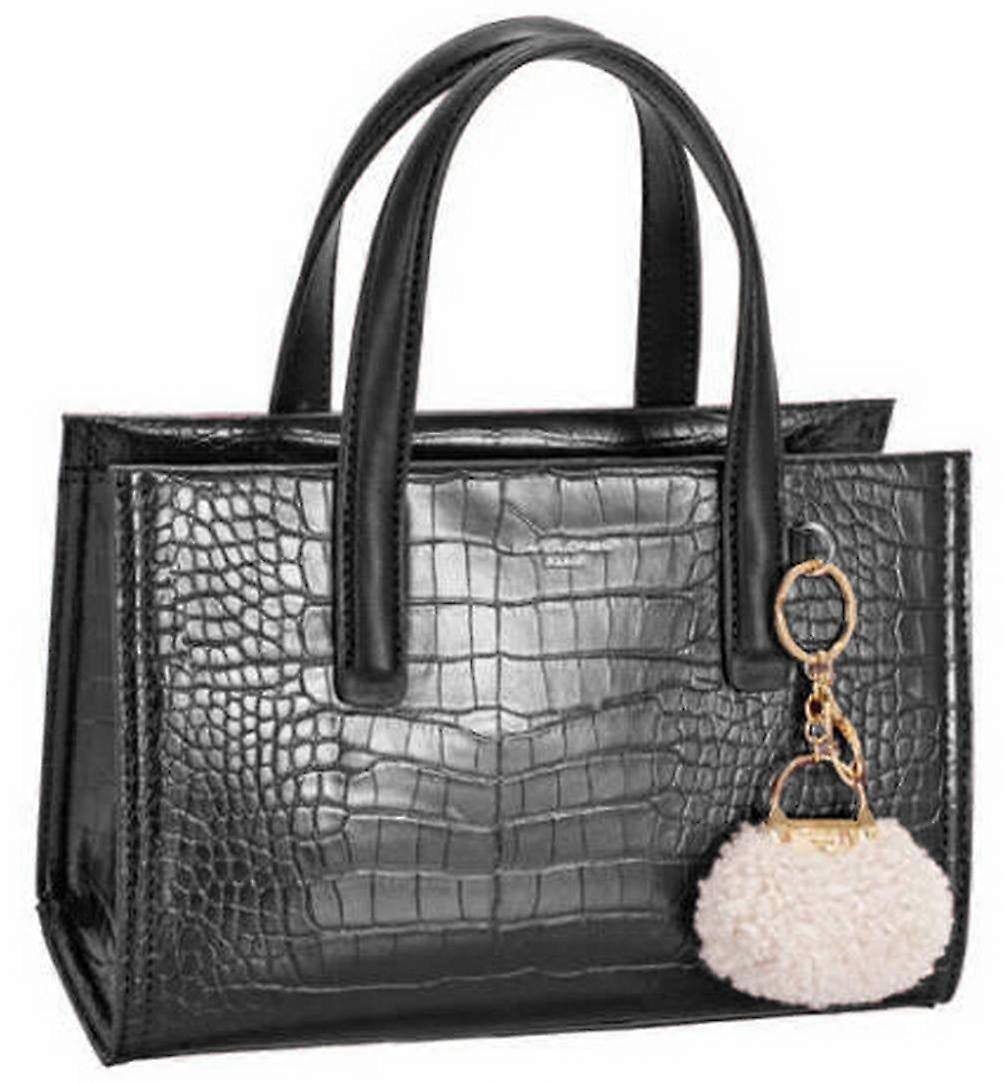 David Jones Faux Croc Grab Bag - Black