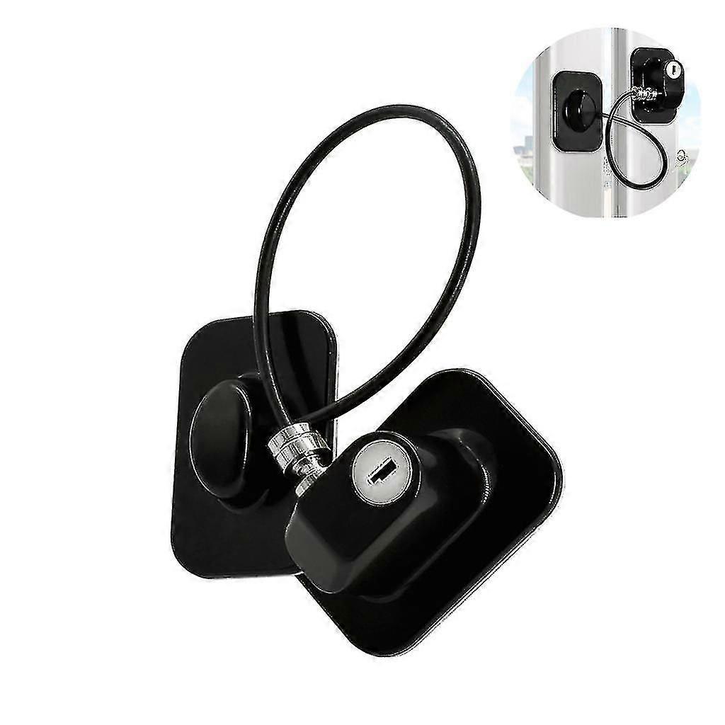 Black Lockable Window Restrictor With Key, 20cm Cable Length Restricts