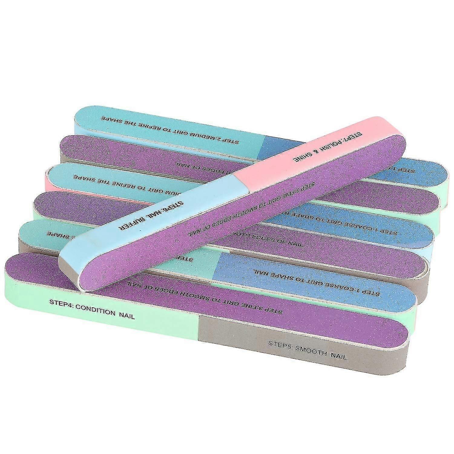 12 Pachete 7 Way Nail File și Buffer Block Professional Nail Buffering Files 7 Pași lavabil Emery Boards