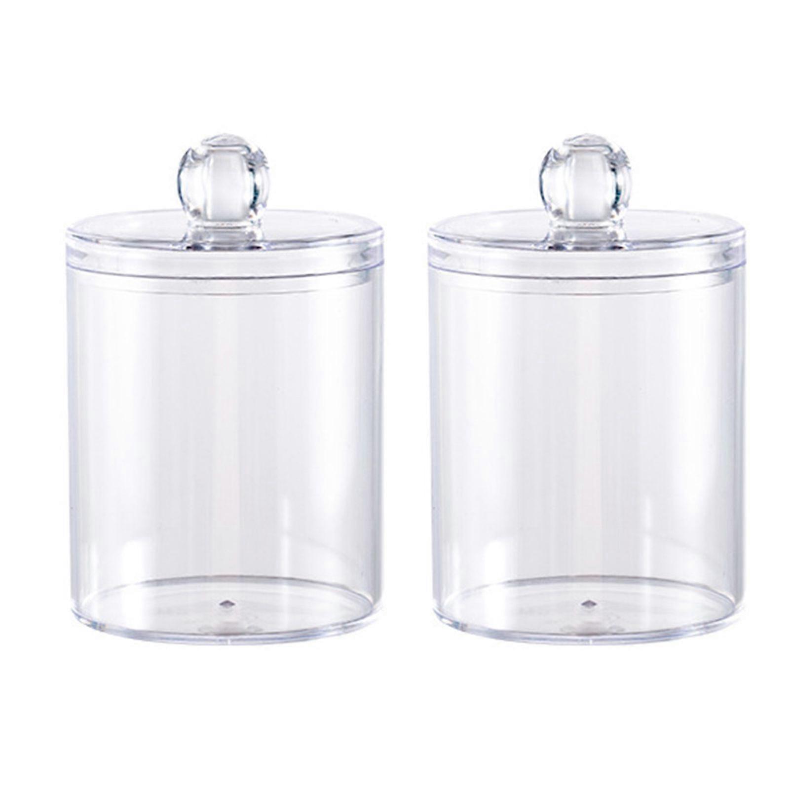 2/4Pcs Cotton Swab Holders Bathroom Storage Boxes with Lid Large Capacity Transparent Design Cotton Ball Floss Jar Containers