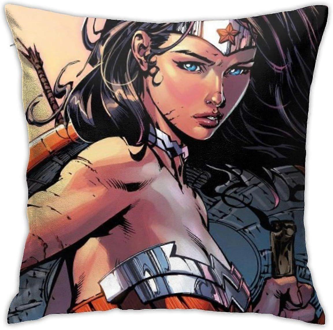 n1335ワンダーウーマン春スロー枕装飾枕正方形綿枕カバーソファソファ用ホームクッションケース18 x 18インチ-TB4335 hnj1335