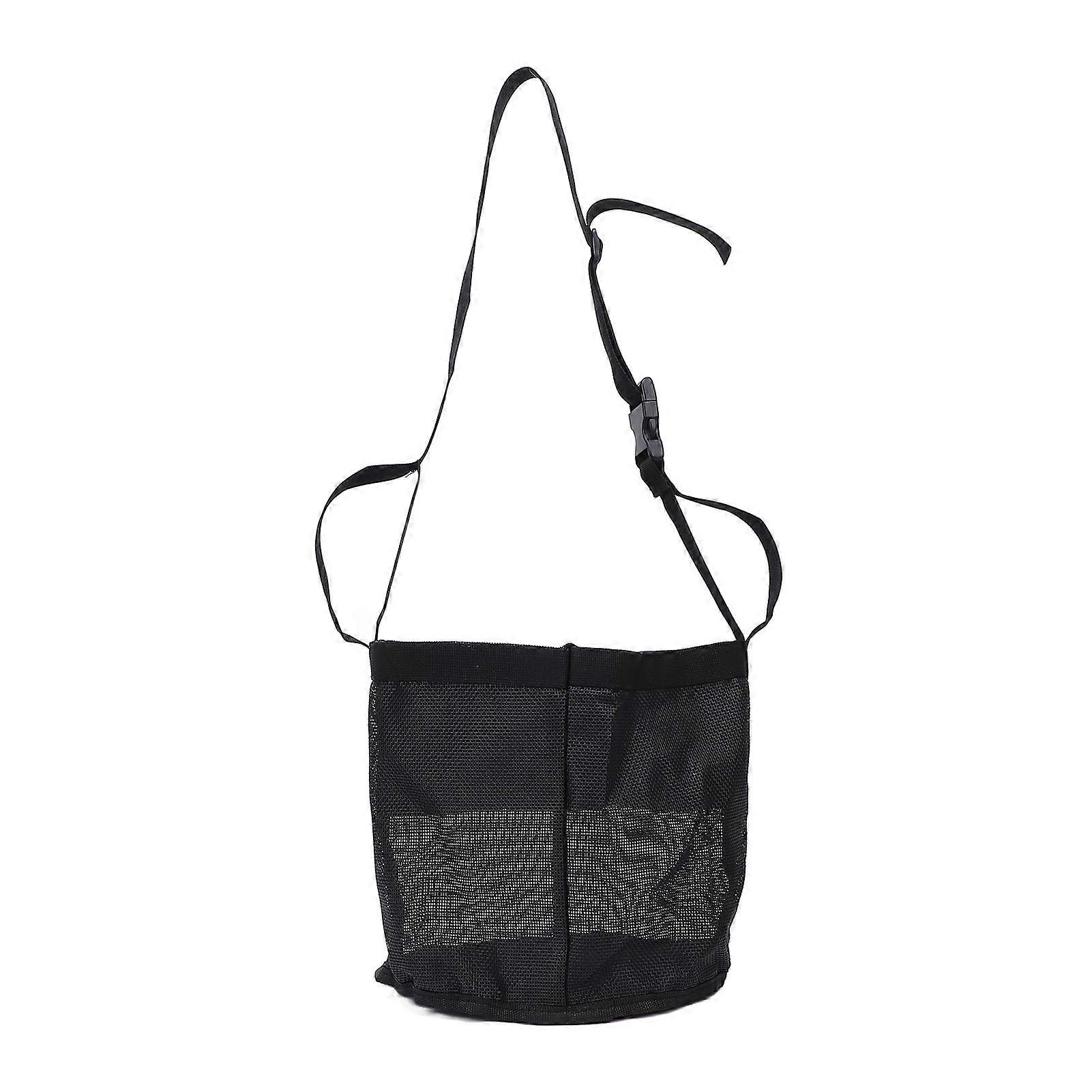 Horse Hay Feeding Bag with Adjustable Neck Strap Spill Proof Nylon Mesh Feed Bucket for Cattle Sheep Horses L 