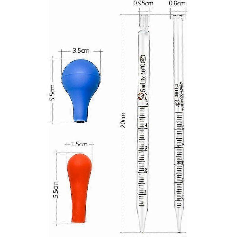 3ml 5ml Glass Dropper Pipette Glass Pipette Graduated Dropper Pipettes 2pcs Dropper Pipette with Scale Line