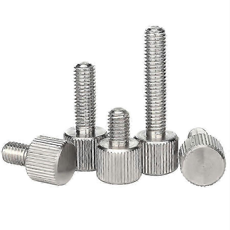 Vis à pouce en acier inoxydable moletée M3 M4 M5 M6 Vis à vis plate 20pcs