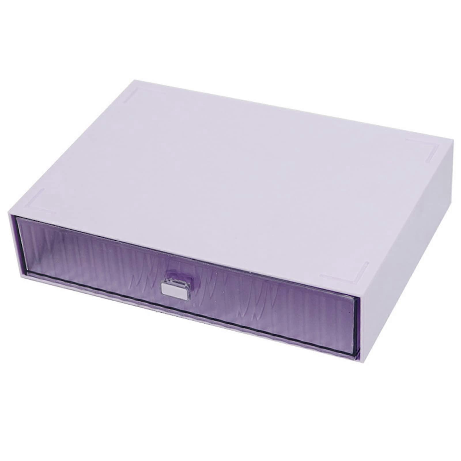 Desktop Drawer Storage Box Stackable MultiLayer Divider Combination For Home Office Stationery Organizer Purple
