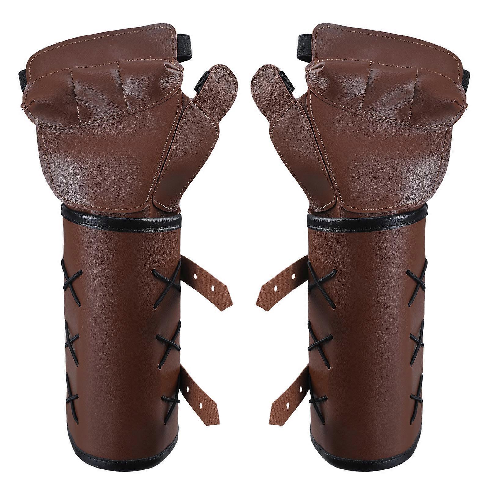 Cosplay Props Vintage Boxing Gloves Tie Arm Armor Cuffs Adjustable Width Medieval Wristband Multiple Color Wristband  brown