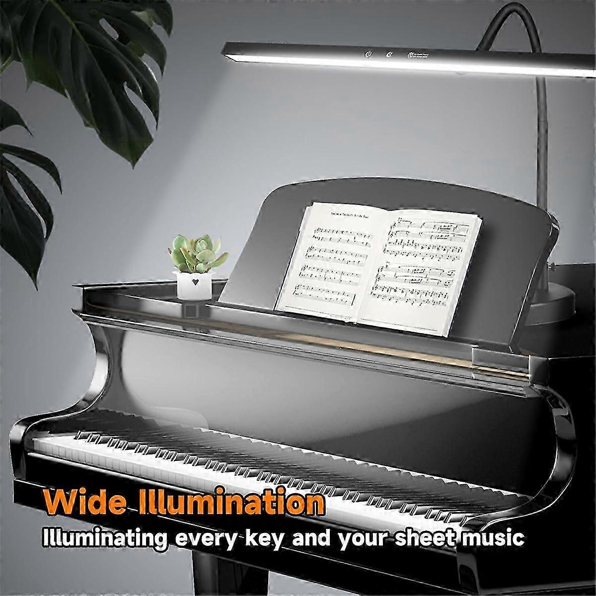 Dimmable LED Piano Light, 2-in-1 Clamp Base Piano Lamp Flexible Gooseneck with 3 Colors Modes, Adjus