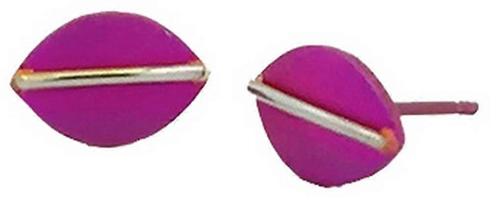 Ti2 Titanium Jungle Shield Stud Earrings - Pink