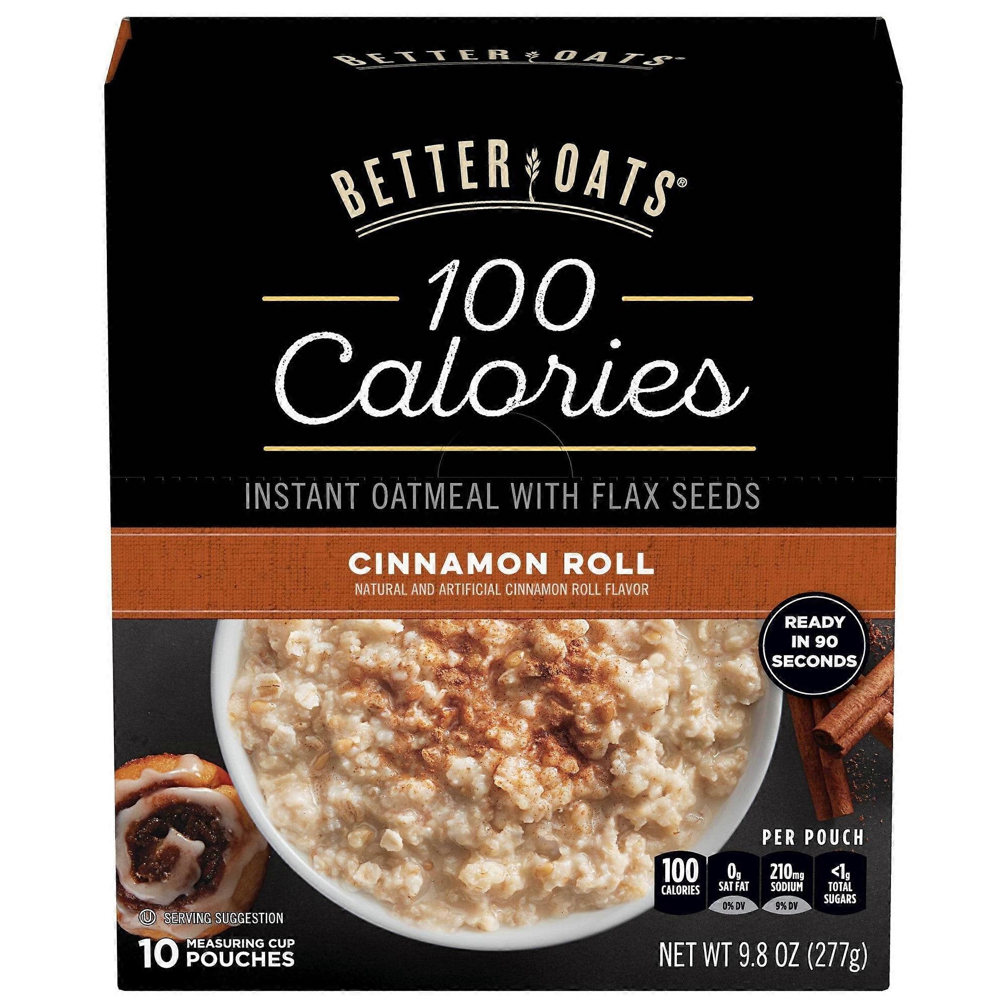 Better Oats 100卡路里即食燕麦片含亚麻籽，肉桂卷，9.8盎司
