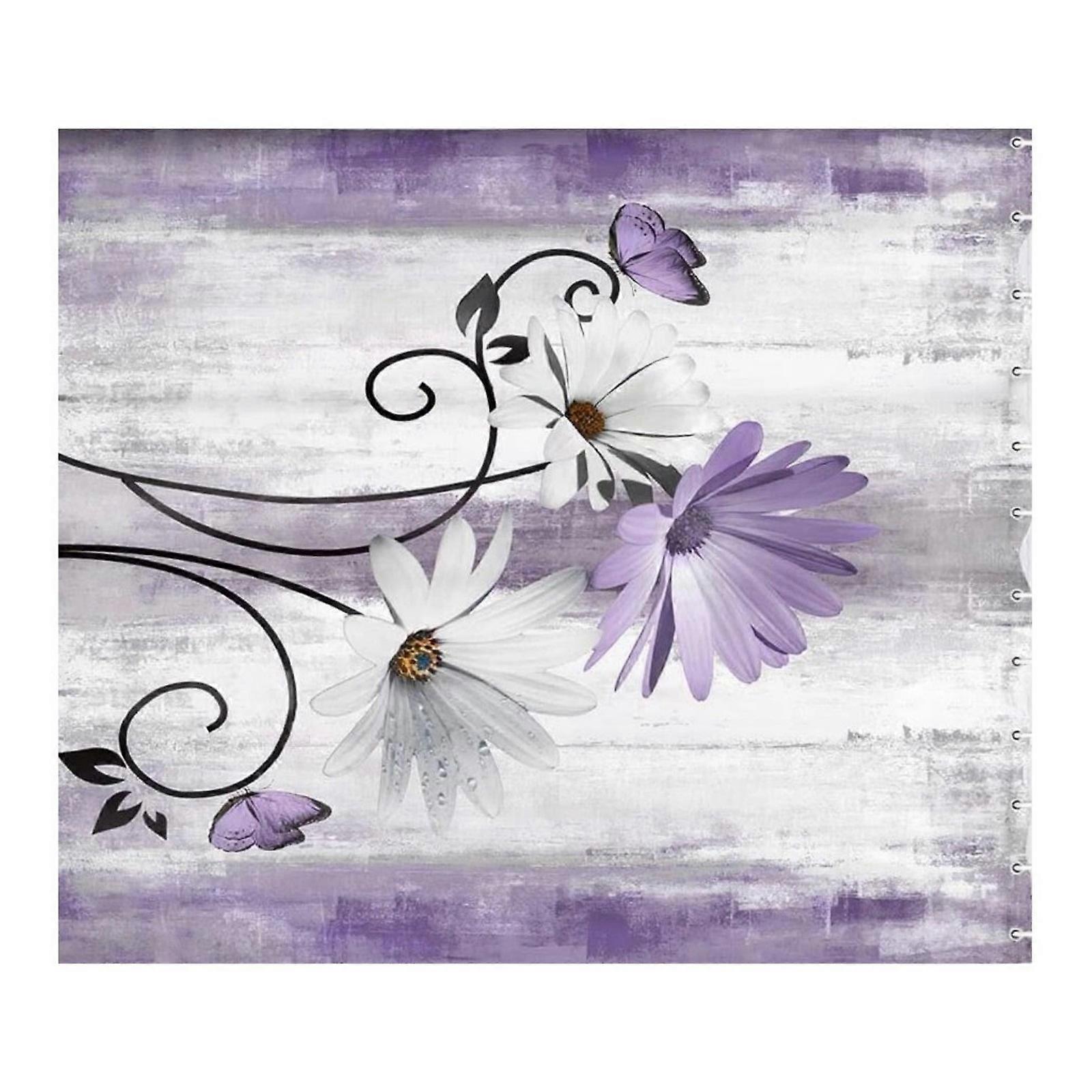 Rideau de douche fleuri multicolore en polyester imperméable