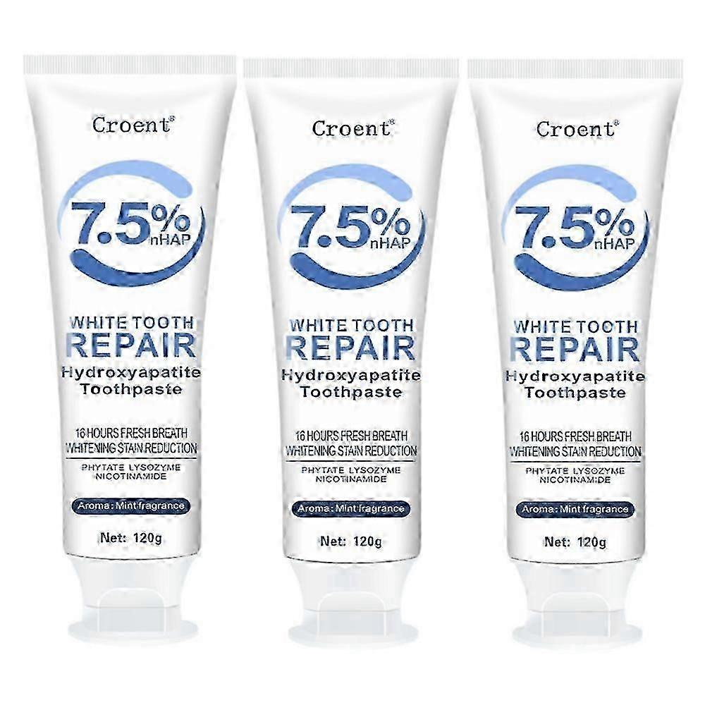 3PCS Hydroxyapatite Toothpaste for Advanced Enamel Protection, Refreshes Breath, Fluoride-Free Toothpaste for Sensitive Teeth - HF