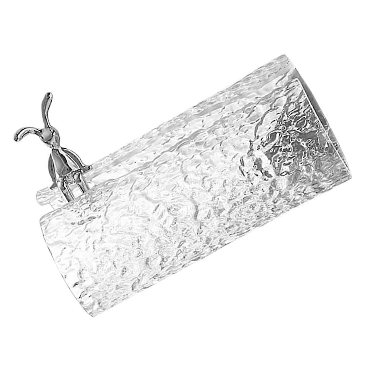 Creative Rabbit Tissue Box Holder Napkin Dispenser Transparent Oval Glacier Pattern For Home Office Desk Storage