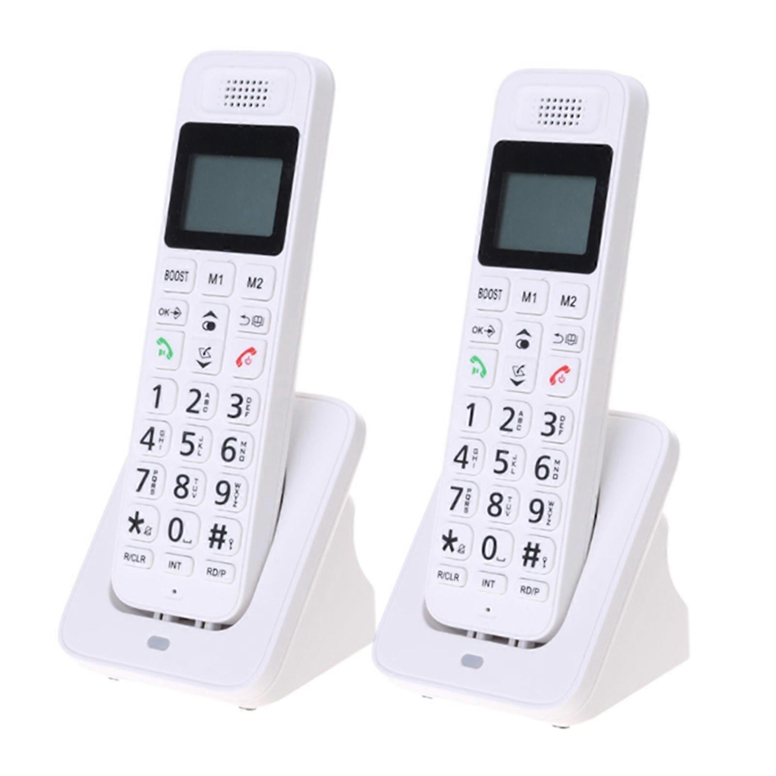 طقم هاتف لاسلكي مكون من 2 قطعة للعاملين عن بعد والعائلات مع توافق DECT القابل للتوسيع D1018D هاتف منزلي أبيض